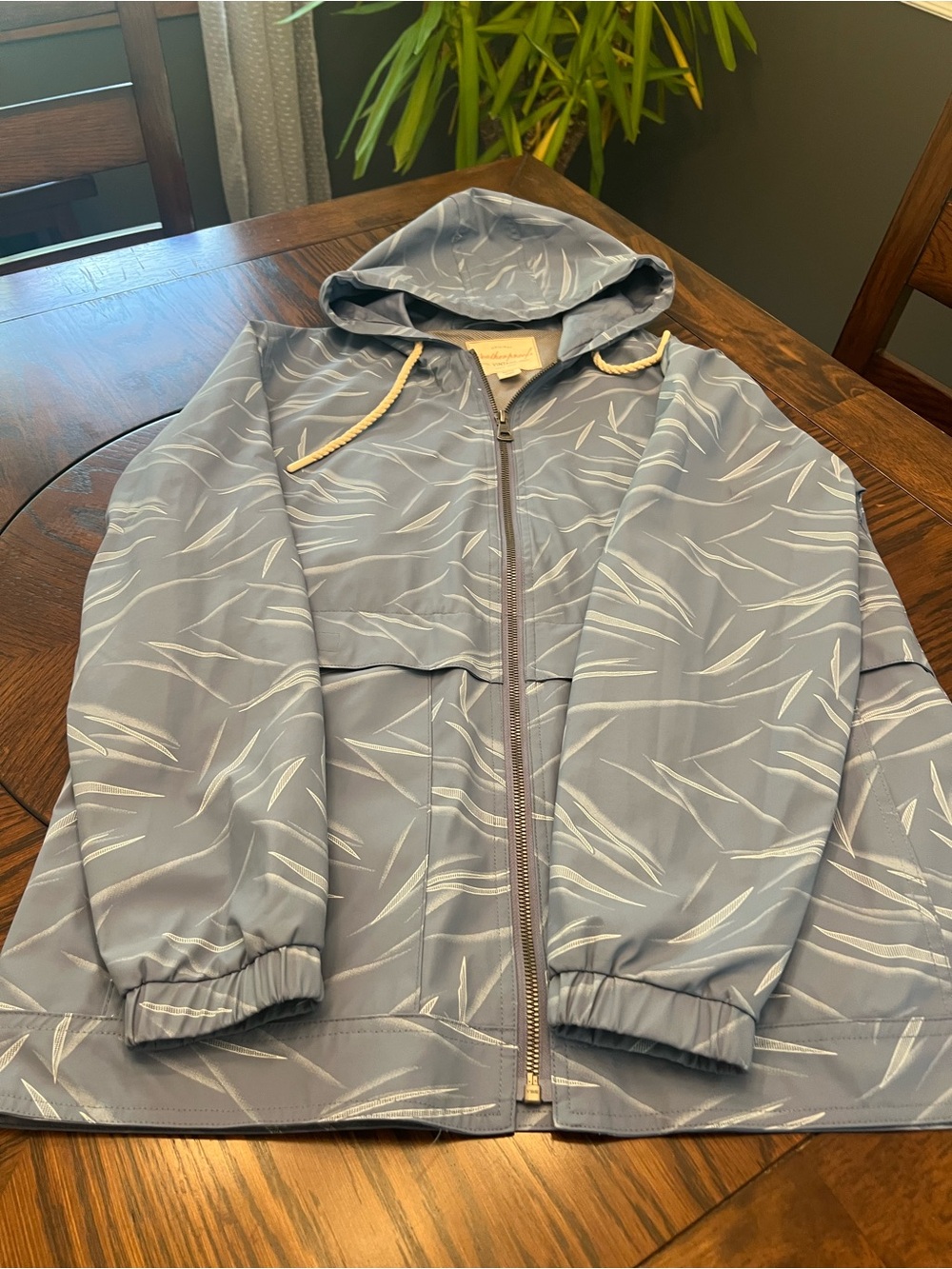 Weatherproof Vintage woman’s Hooded Full Zip Windbreaker Jacket M # 737 Blue